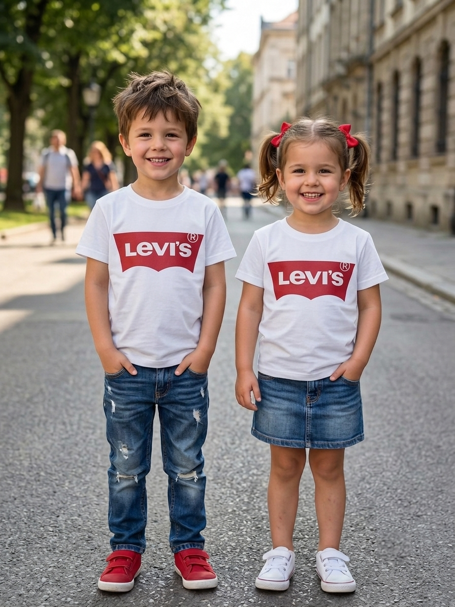 tricou unisex copii alb levis Tricou Copii Unisex alb - imagine 1